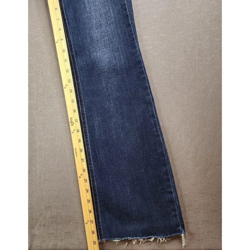 Judy Blue Distressed High Waisted Bootcut Jeans Dark Wash Raw Hem Size 1/25 - Picture 6 of 11